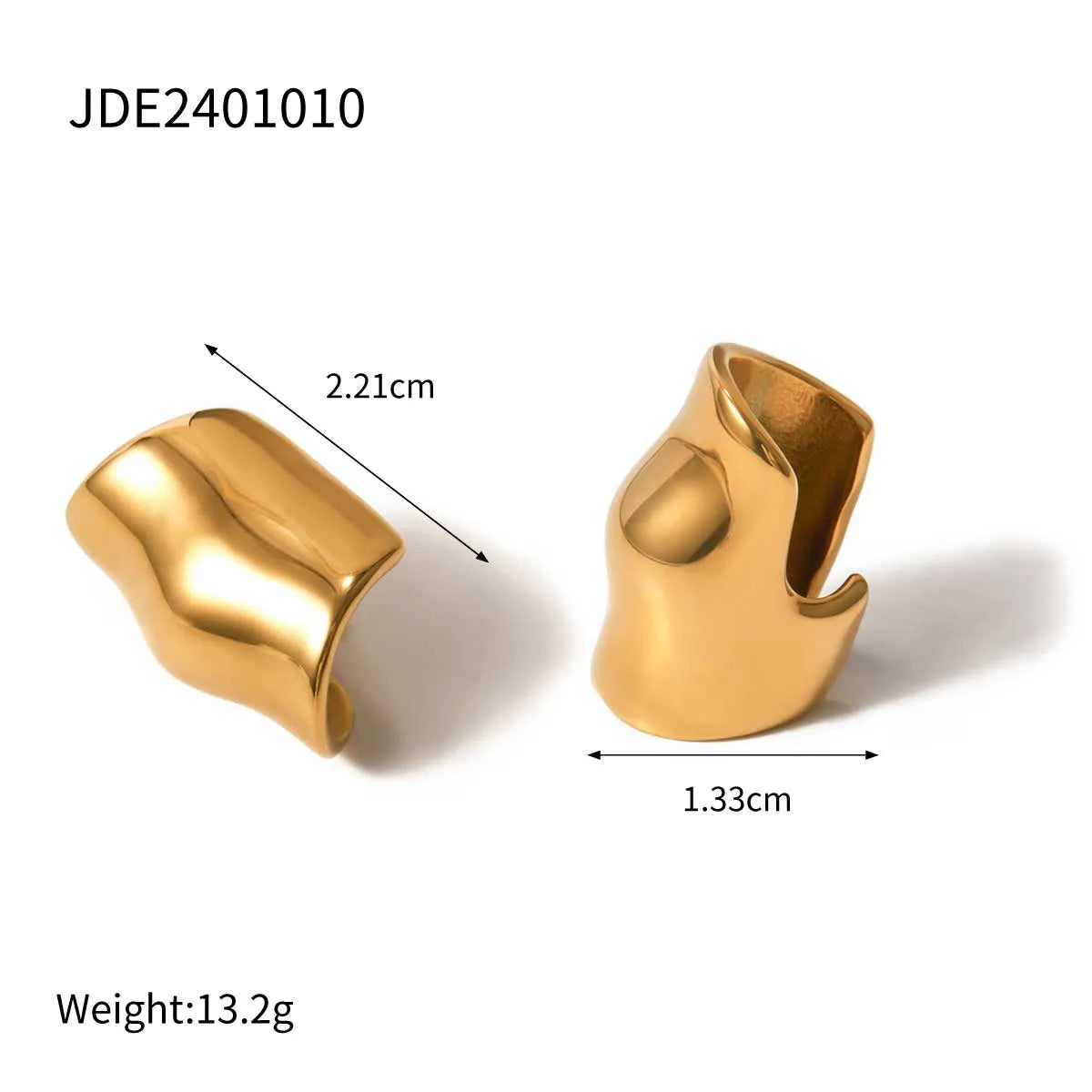 1 Piece Simple Style Classic Style Solid Color Plating 316 Stainless Steel  18K Gold Plated Ear Cuffs