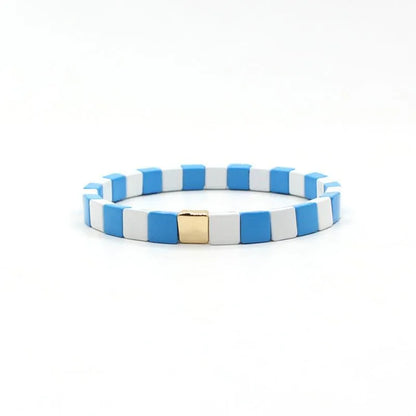 1 Piece Simple Style Colorful Square Alloy Enamel Beaded Stoving Varnish Women'S Bracelets