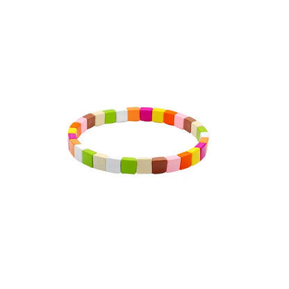 1 Piece Simple Style Colorful Square Alloy Enamel Beaded Stoving Varnish Women'S Bracelets