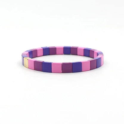 1 Piece Simple Style Colorful Square Alloy Enamel Beaded Stoving Varnish Women'S Bracelets