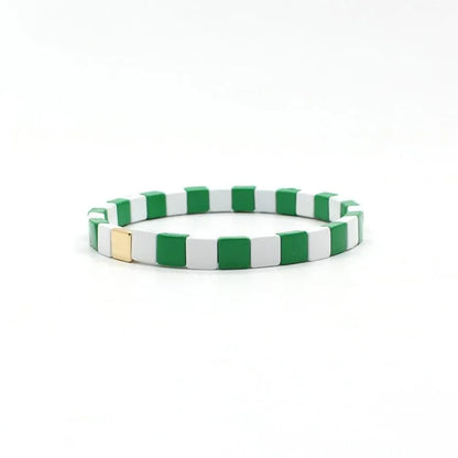 1 Piece Simple Style Colorful Square Alloy Enamel Beaded Stoving Varnish Women'S Bracelets