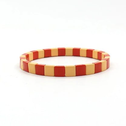 1 Piece Simple Style Colorful Square Alloy Enamel Beaded Stoving Varnish Women'S Bracelets