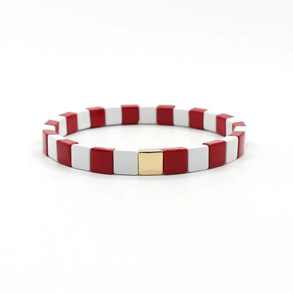 1 Piece Simple Style Colorful Square Alloy Enamel Beaded Stoving Varnish Women'S Bracelets