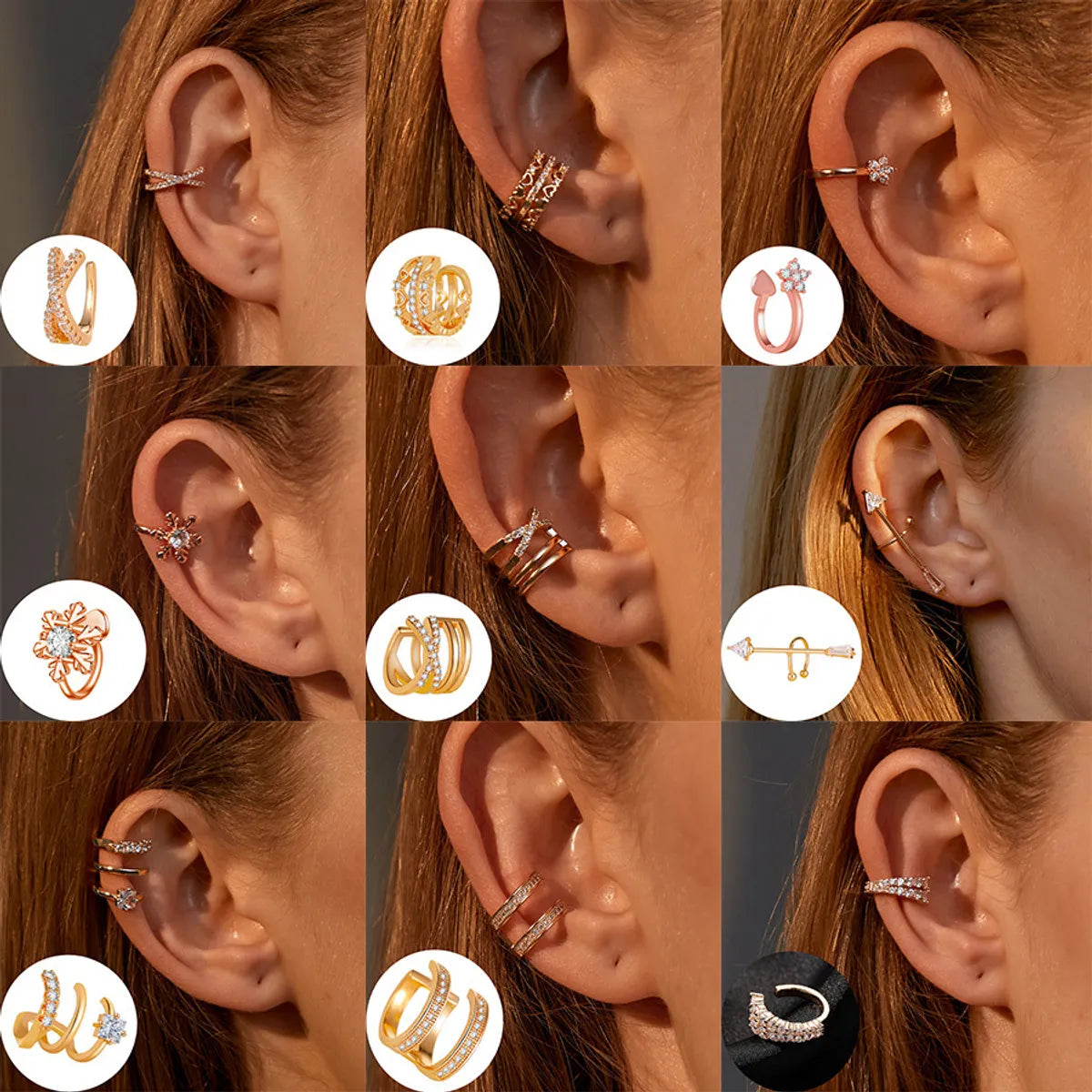 1 Piece Simple Style Commute Geometric Inlay Copper Zircon Ear Cuffs