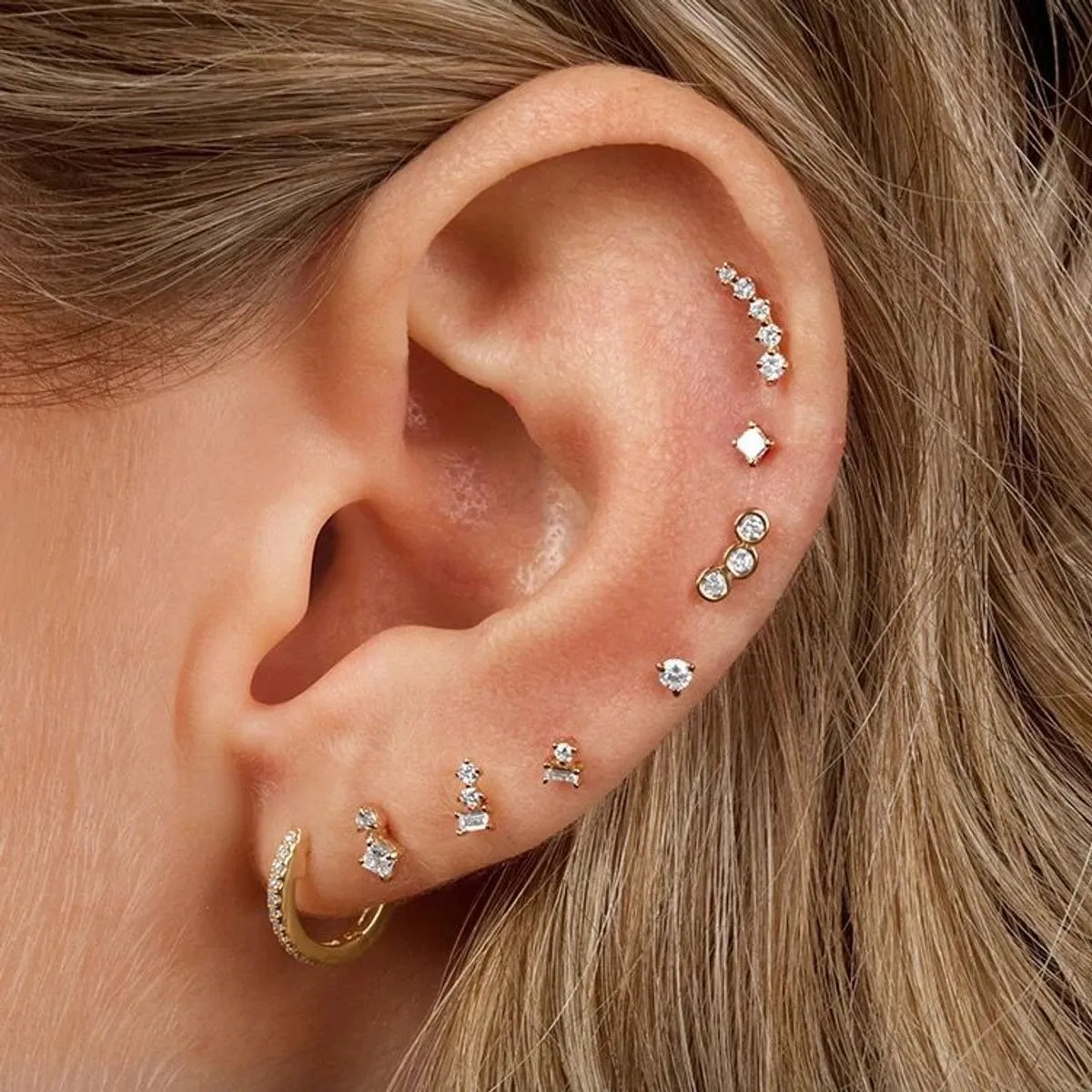 1 Piece Simple Style Commute Geometric Inlay Copper Zircon Ear Studs