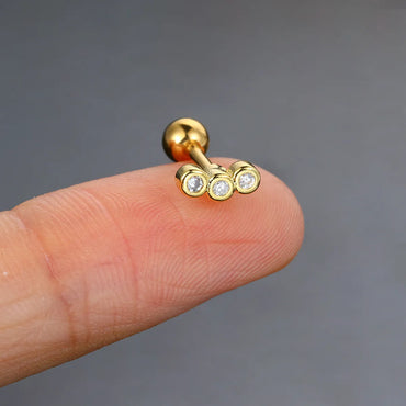 1 Piece Simple Style Commute Geometric Inlay Copper Zircon Ear Studs