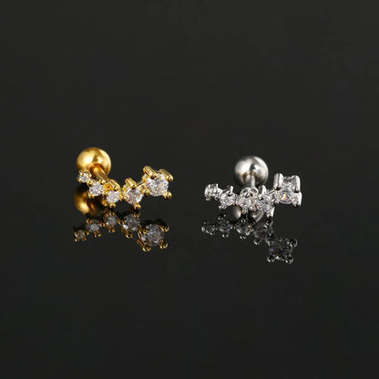 1 Piece Simple Style Commute Geometric Inlay Copper Zircon Ear Studs