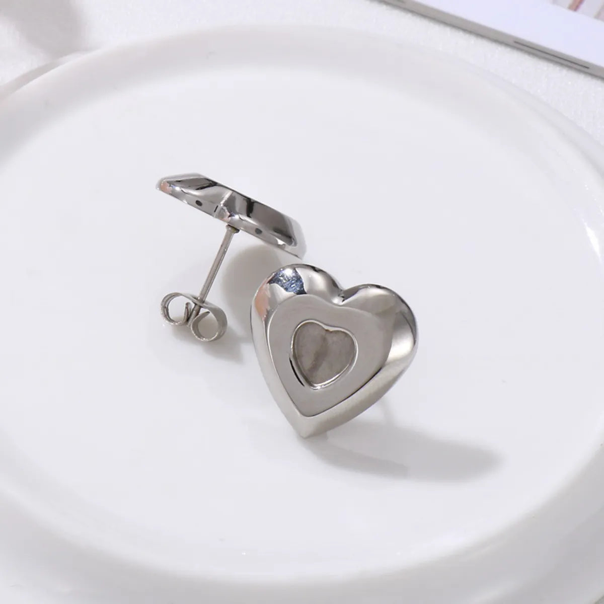 1 Piece Simple Style Commute Heart Shape Plating Stainless Steel Gold Plated Ear Studs