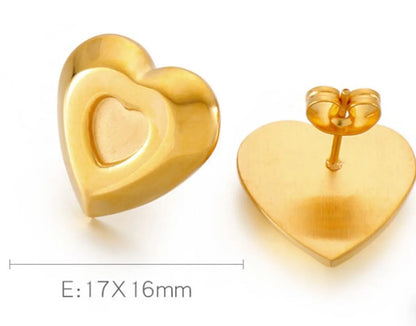 1 Piece Simple Style Commute Heart Shape Plating Stainless Steel Gold Plated Ear Studs