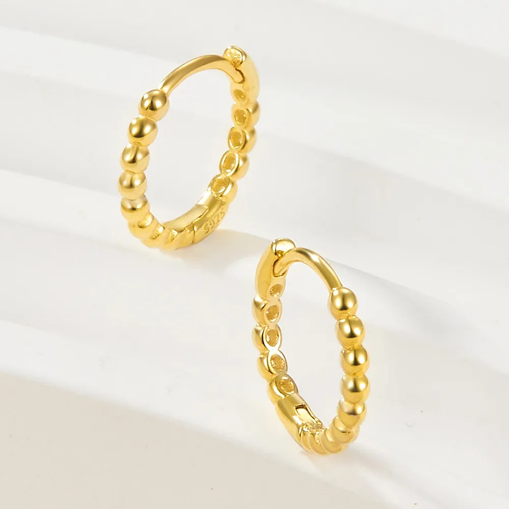 1 Piece Simple Style Commute Solid Color Plating Sterling Silver 18k Gold Plated White Gold Plated Hoop Earrings