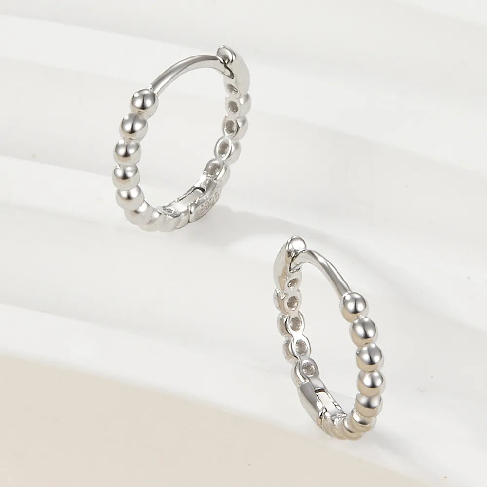 1 Piece Simple Style Commute Solid Color Plating Sterling Silver 18k Gold Plated White Gold Plated Hoop Earrings