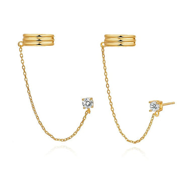 1 Piece Simple Style Commute U Shape Star Water Droplets Plating Chain Inlay Copper Zircon Earrings