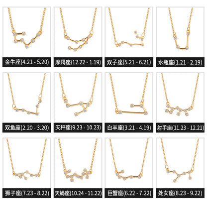 1 Piece Simple Style Constellation Alloy Plating Inlay Zircon Women's Necklace