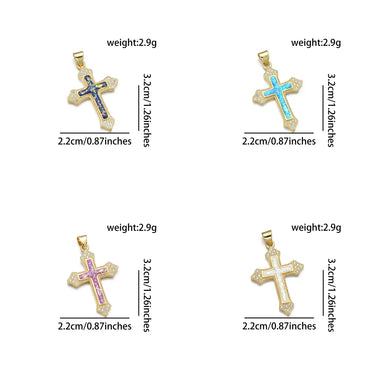 1 Piece Simple Style Cross Copper Plating Inlay Jewelry Accessories