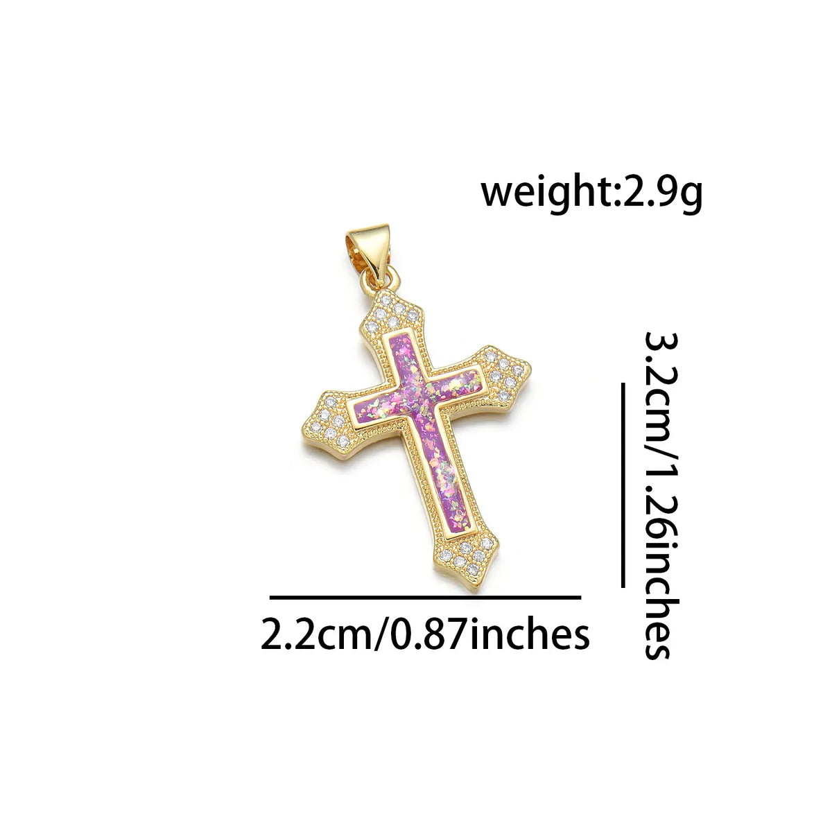 1 Piece Simple Style Cross Copper Plating Inlay Jewelry Accessories