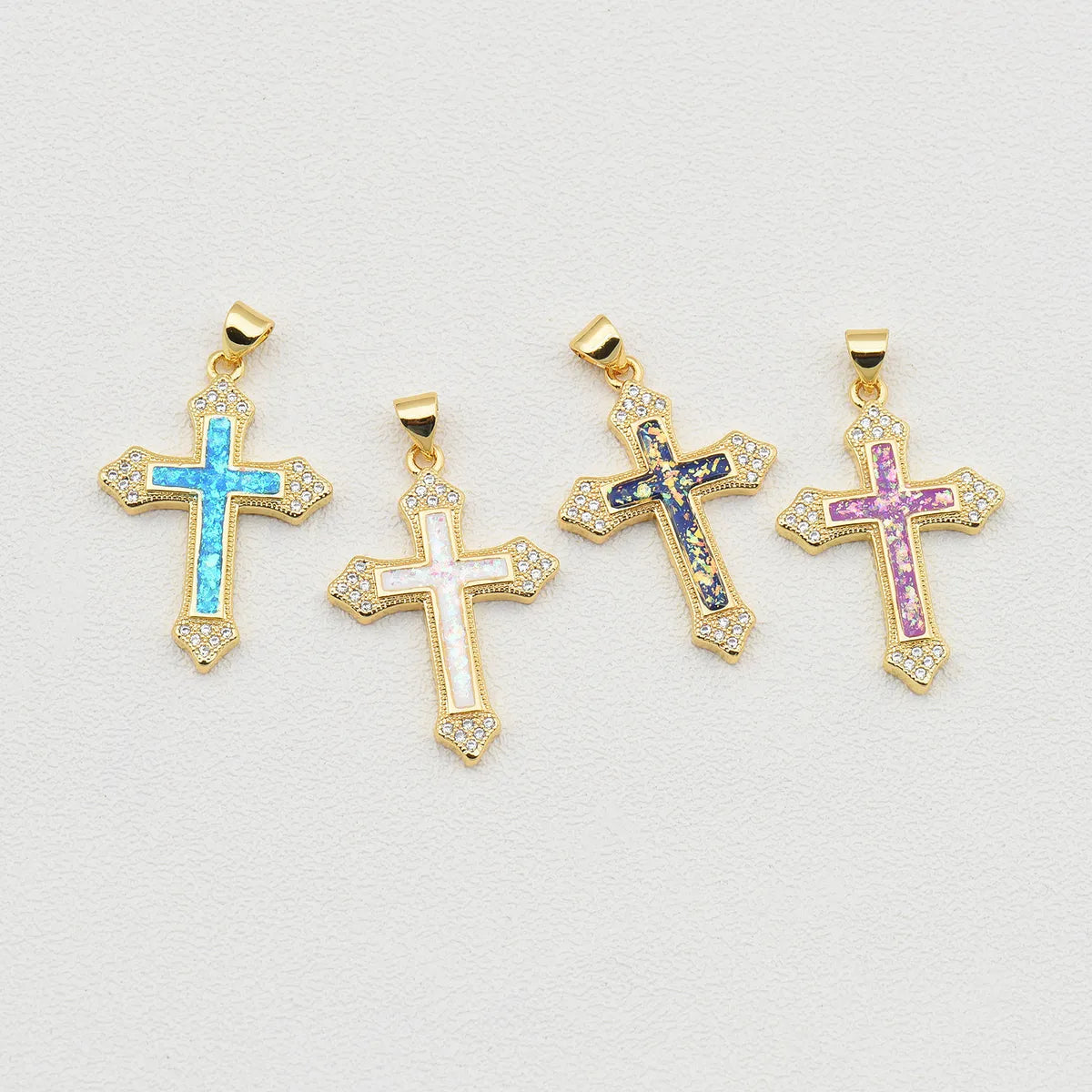 1 Piece Simple Style Cross Copper Plating Inlay Jewelry Accessories