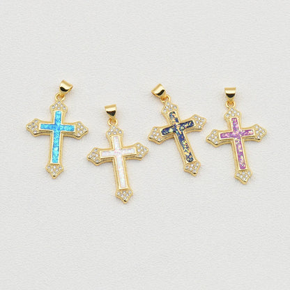 1 Piece Simple Style Cross Copper Plating Inlay Jewelry Accessories