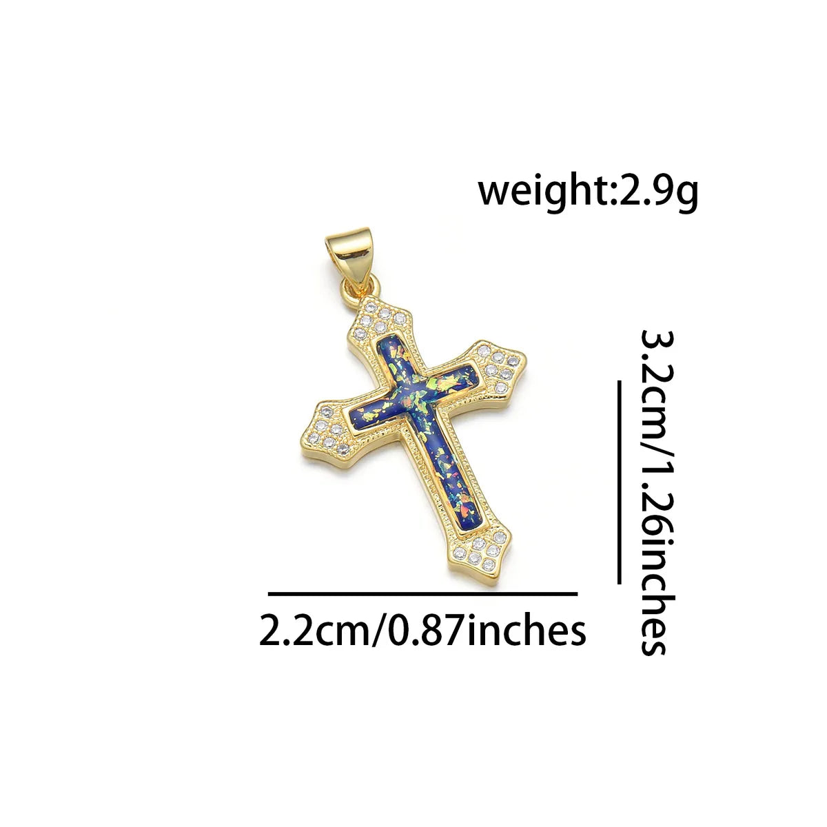 1 Piece Simple Style Cross Copper Plating Inlay Jewelry Accessories