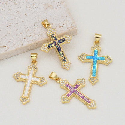 1 Piece Simple Style Cross Copper Plating Inlay Jewelry Accessories