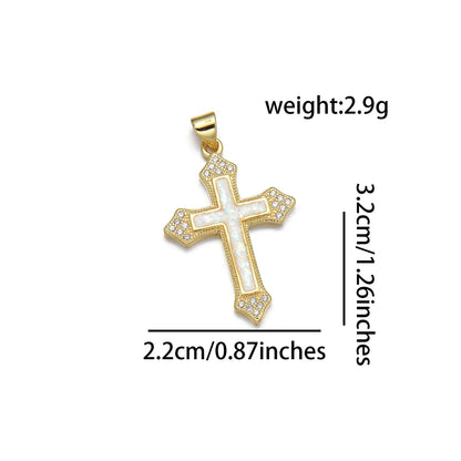 1 Piece Simple Style Cross Copper Plating Inlay Jewelry Accessories