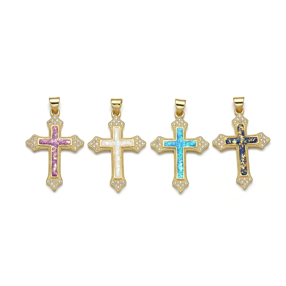 1 Piece Simple Style Cross Copper Plating Inlay Jewelry Accessories