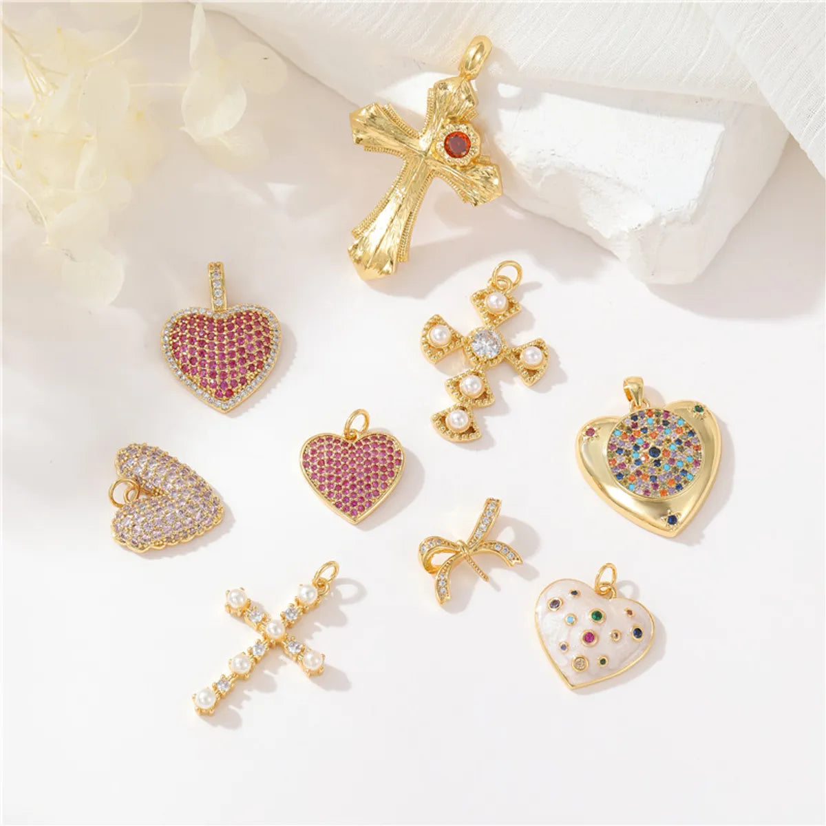 1 Piece Simple Style Cross Heart Shape Butterfly Copper Plating Jewelry Accessories