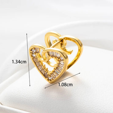 1 Piece Simple Style Cross Heart Shape Wings Inlay Stainless Steel Copper Zircon