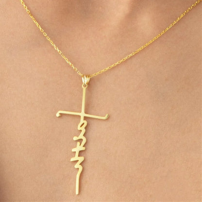 Simple Style Cross Letter Stainless Steel Titanium Steel Plating Hollow Out Pendant Necklace