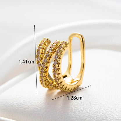 1 Piece Simple Style Cross Moon Inlay Stainless Steel Copper Zircon Hoop Earrings