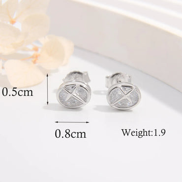 1 Piece Simple Style Cross Plating Sterling Silver Zircon White Gold Plated Ear Studs