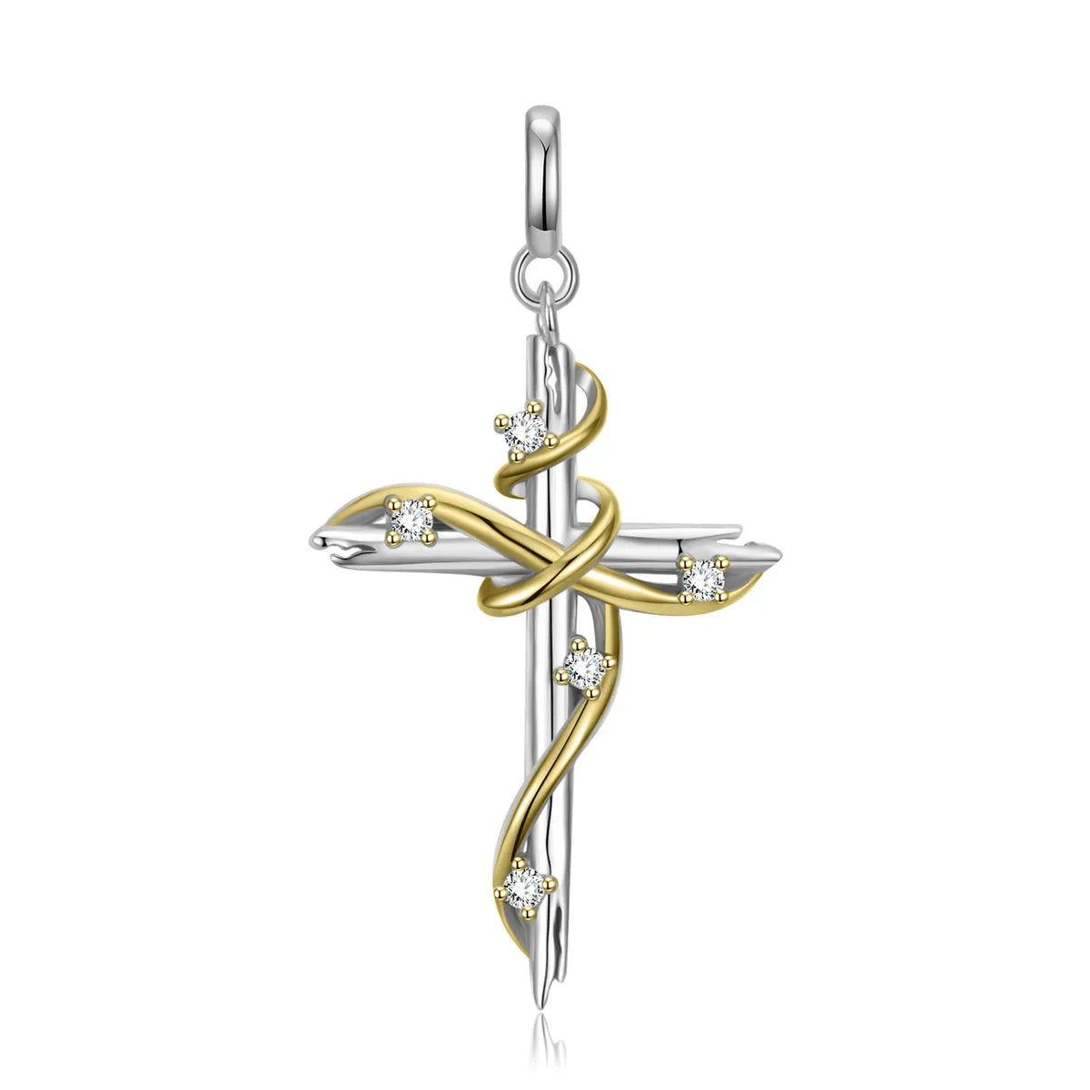 1 Piece Simple Style Cross Sterling Silver Inlay Rhinestones Pendants Jewelry Accessories