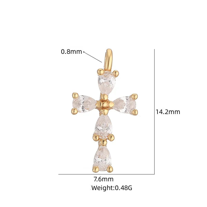 1 Piece Simple Style Cross Sterling Silver Plating Inlay Pendant Jewelry Accessories