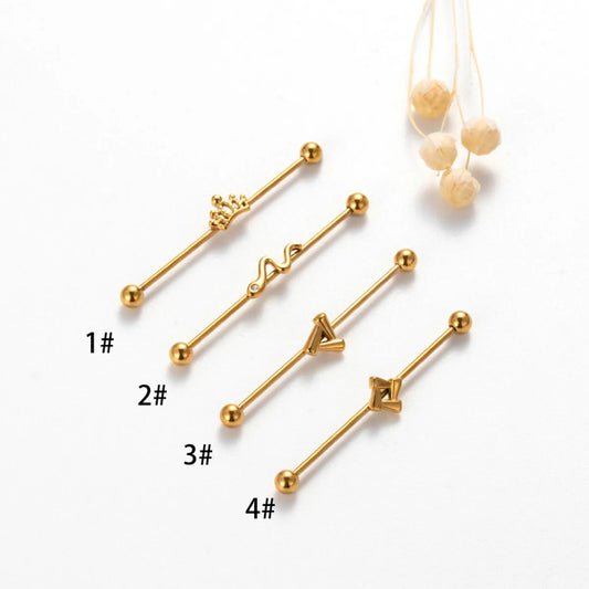 1 Piece Simple Style Crown Snake Plating Stainless Steel 18k Gold Plated Ear Studs