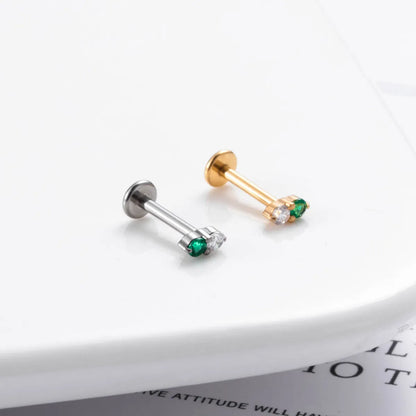 1 Piece Simple Style Crown Titanium Plating Inlay Zircon Ear Studs