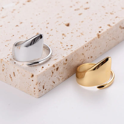 Simple Style Curve Stainless Steel Twist Plating 18k Gold Plated Open Ring