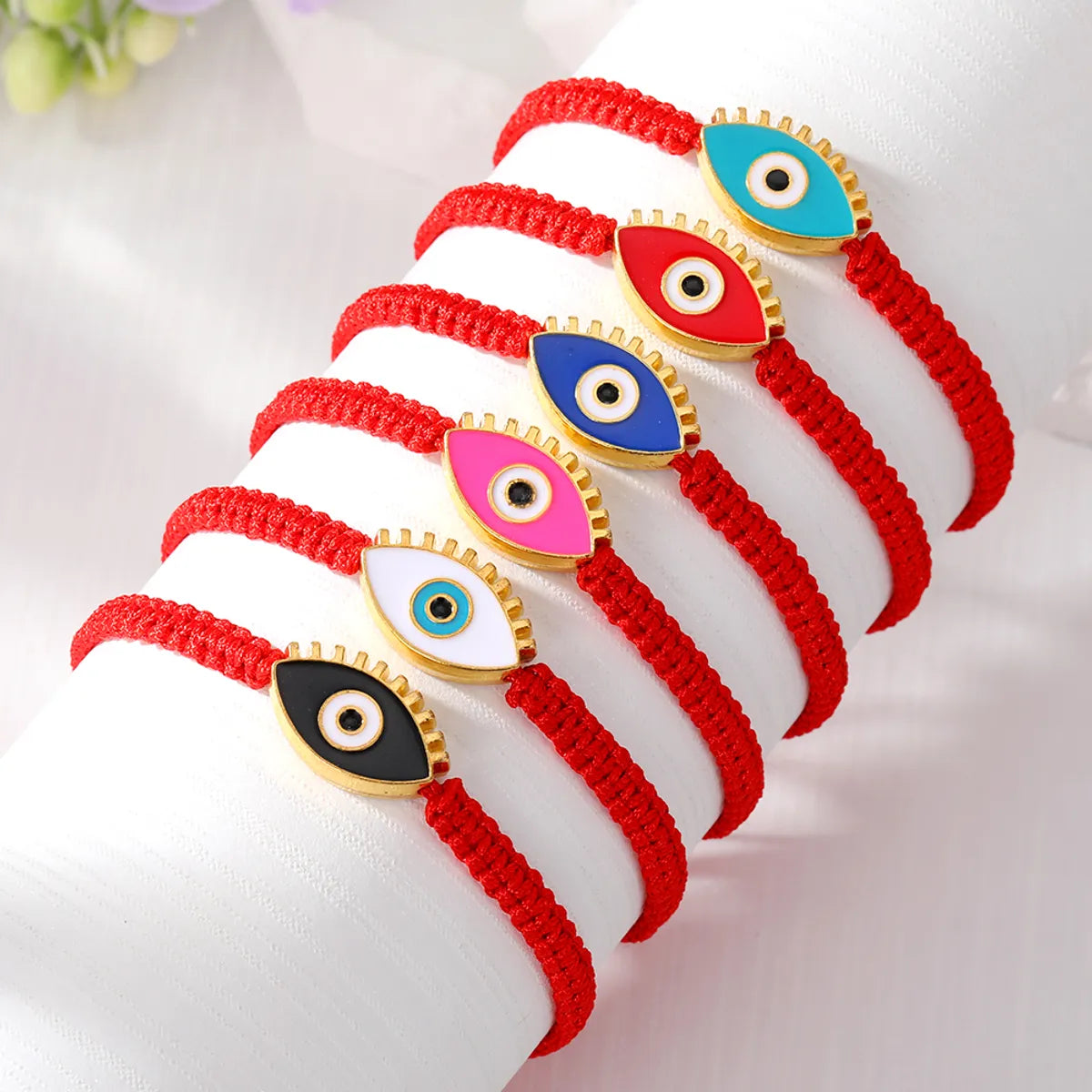 1 Piece Simple Style Devil's Eye Alloy Rope Knitting Enamel Women's Bracelets