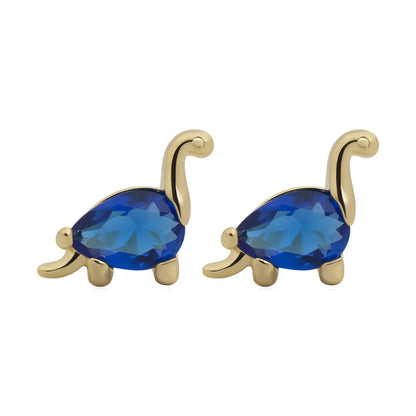 1 Piece Simple Style Dinosaur Inlay Copper Gem Ear Studs