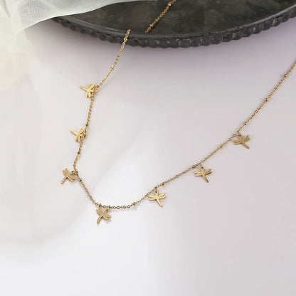 1 Piece Simple Style Dragonfly Stainless Steel Plating Necklace