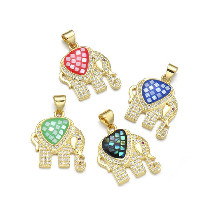 1 Piece Simple Style Elephant Copper Enamel Pendant Jewelry Accessories