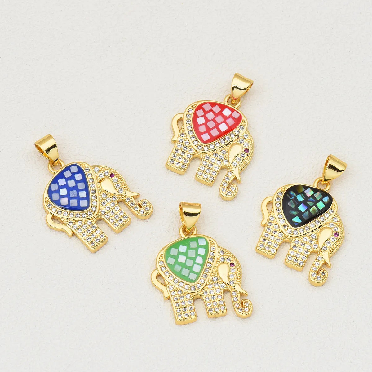 1 Piece Simple Style Elephant Copper Enamel Pendant Jewelry Accessories