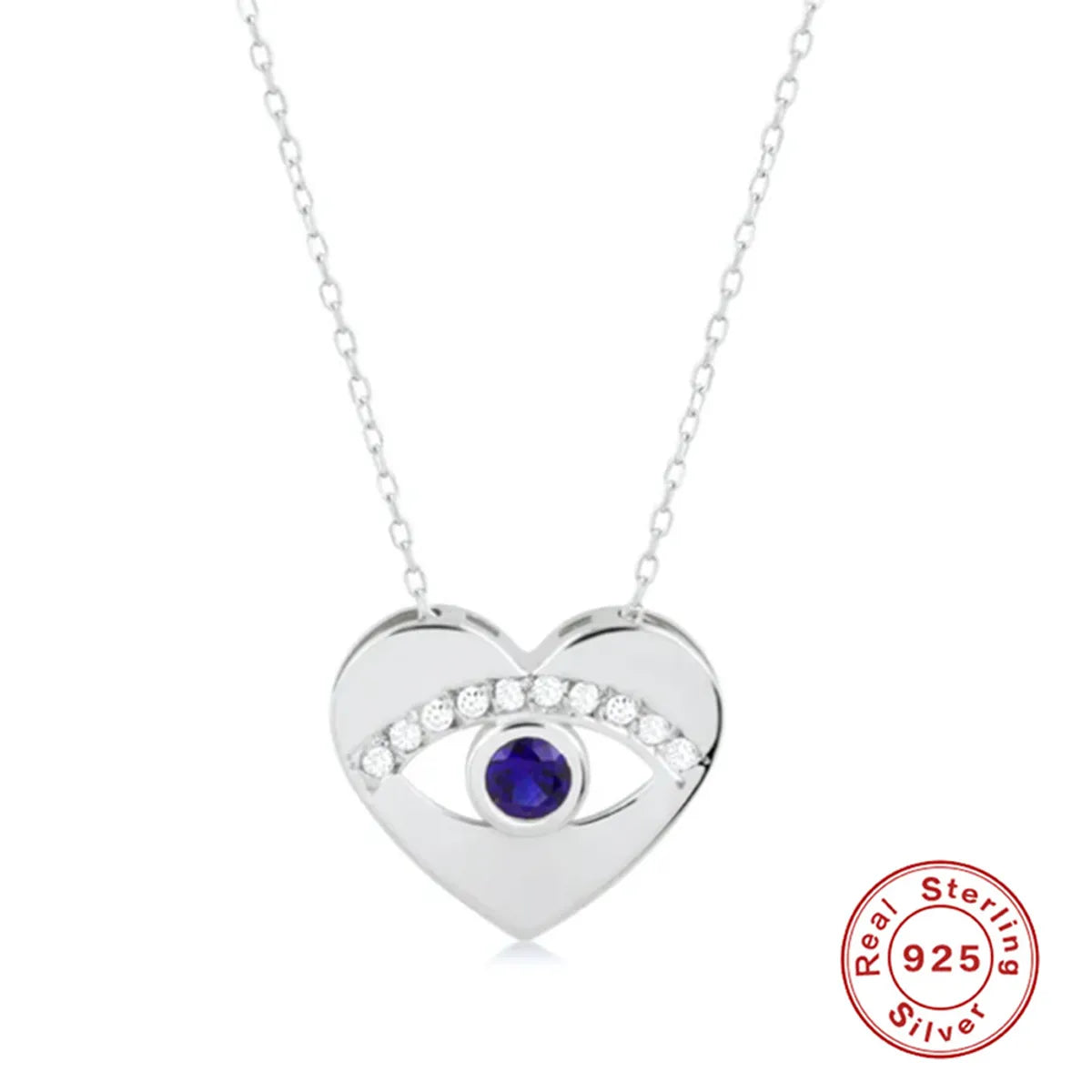 1 Piece Simple Style Eye Sterling Silver Inlay Zircon Pendant Necklace