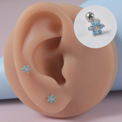 1 Piece Simple Style Flower Patchwork Copper Ear Studs