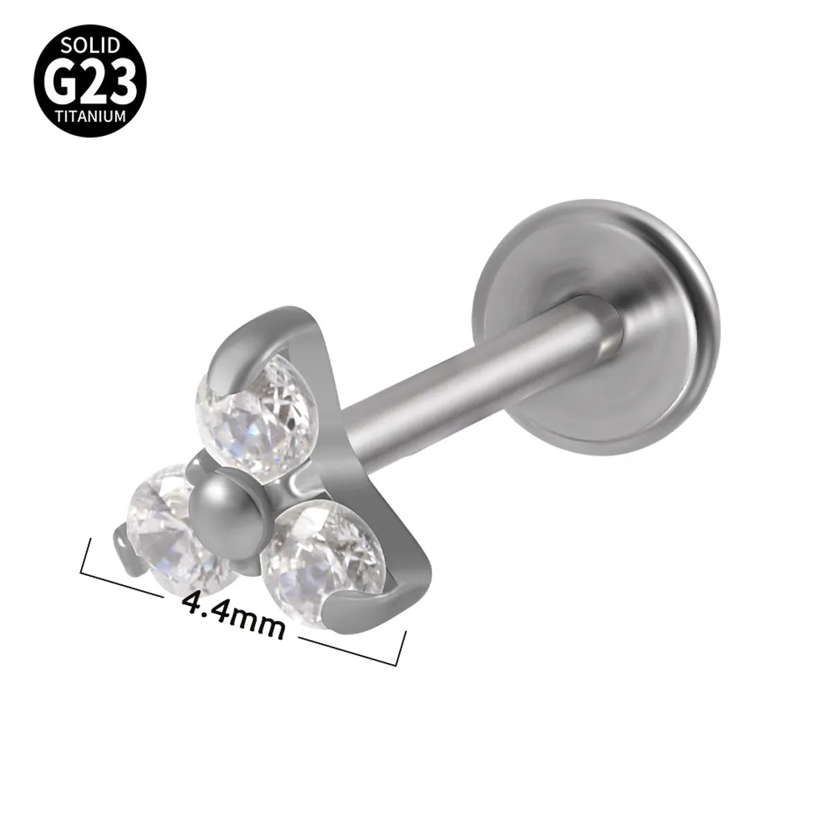 1 Piece Simple Style Flower Stainless Steel Plating Inlay Zircon Lip Stud