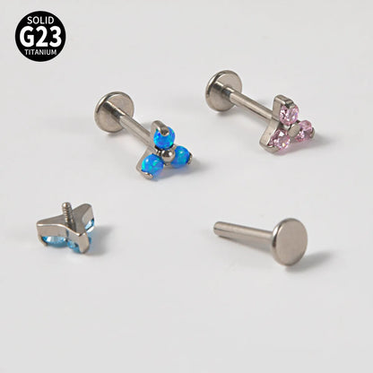 1 Piece Simple Style Flower Stainless Steel Plating Inlay Zircon Lip Stud