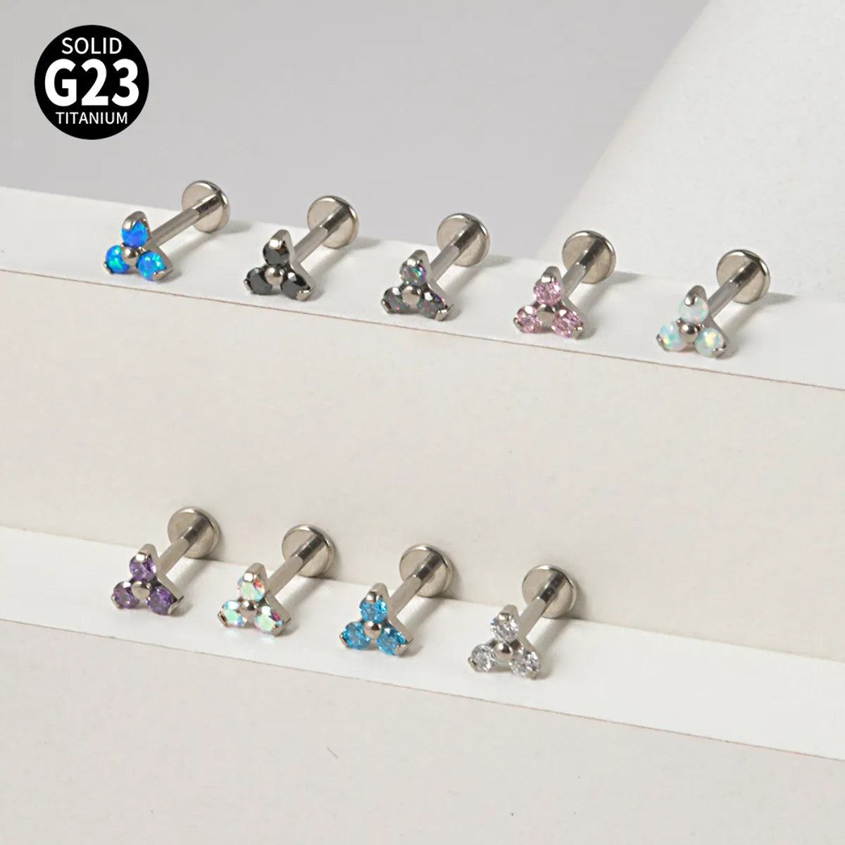 1 Piece Simple Style Flower Stainless Steel Plating Inlay Zircon Lip Stud