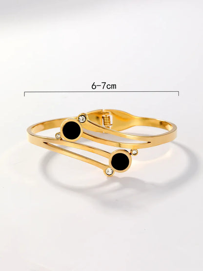 1 Piece Simple Style Four Leaf Clover Heart Shape Butterfly Stainless Steel Plating Inlay Shell Zircon Bangle