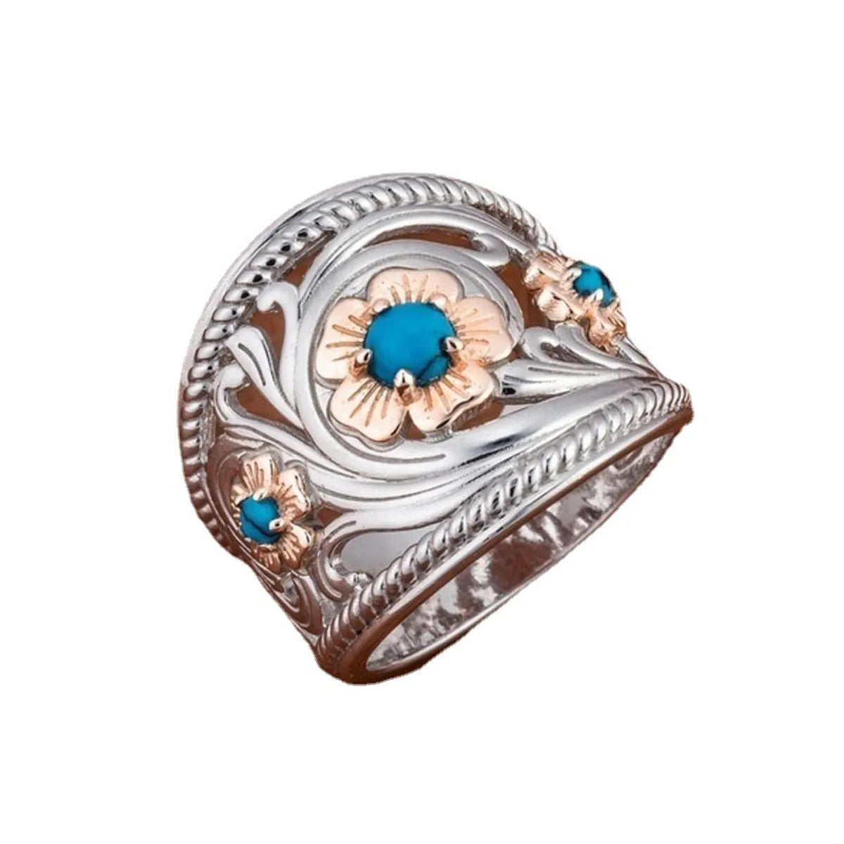 1 Piece Simple Style Geometric Alloy Plating Artificial Gemstones Women's Wide Band Ring