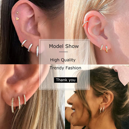 1 Piece Simple Style Geometric Inlay Copper Zircon Hoop Earrings