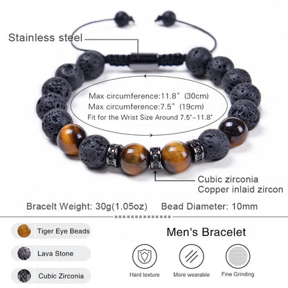 1 Piece Simple Style Geometric Natural Stone Tiger Eye Bracelets