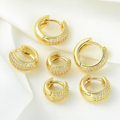 1 Piece Simple Style Geometric Plating Inlay Brass Zircon 18k Gold Plated Silver Plated Hoop Earrings